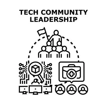 Tech community leadership concept working as a team Stock Illustration