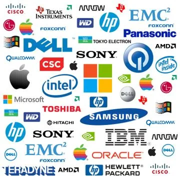Tech Companies Logo Compilation Illustrazione stock
