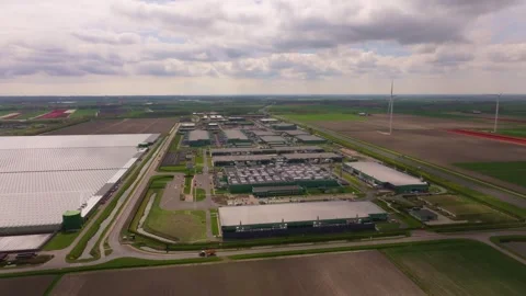Tech company data center stands out in flat Dutch landscape Stock Footage 307490154