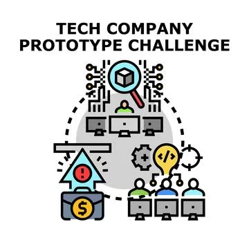 Tech company prototype challenge developing solutions Stock Illustration