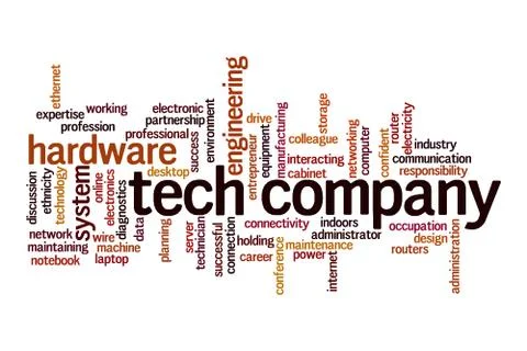 Tech company word cloud concept Illustrazione stock