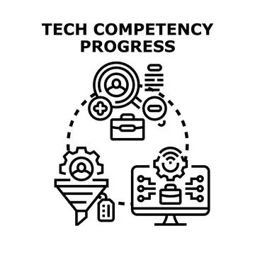 Tech competency progress, skill development, and evaluation Stock Illustration
