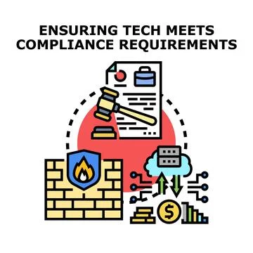 Tech compliance requirements and cybersecurity protection concept Stock Illustration