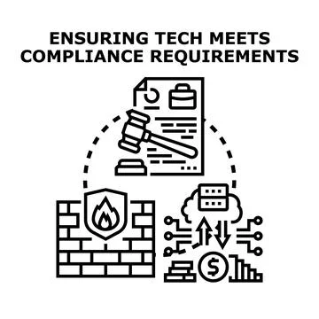 Tech compliance requirements and cybersecurity protection concept Stock Illustration