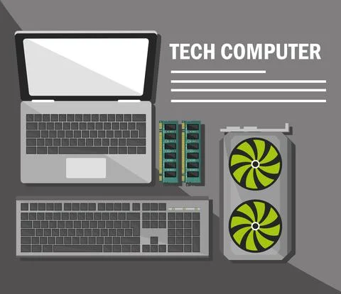 Tech computer devices Stock Illustration