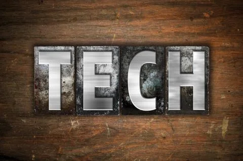 Tech Concept Metal Letterpress Type Illustrazione stock
