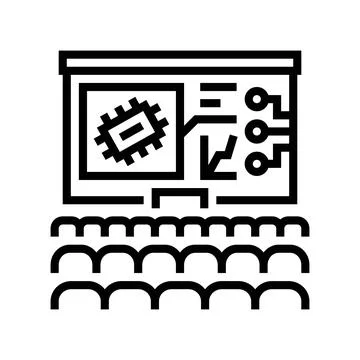 Tech conventions enthusiast line icon vector illustration Stock-Illustration
