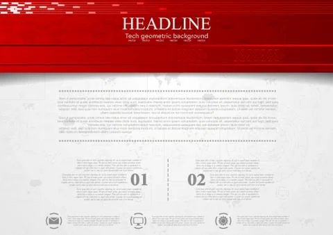 Tech corporate background with red header Illustrazione stock