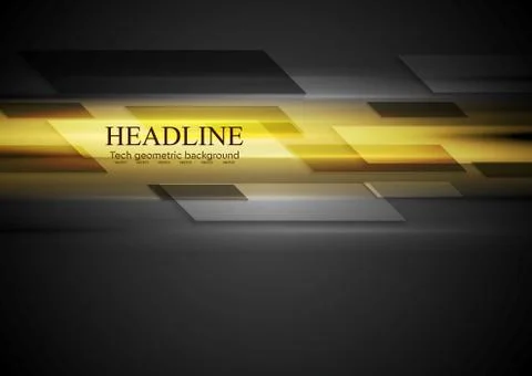 Tech dark background with yellow glowing light Stock Illustration