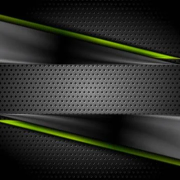 Tech dark glossy background with perforated metal texture Tech dark glossy... Stock Photos
