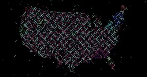 Tech Data Visualization Diagonal Build United States Outline Video stock 328191986