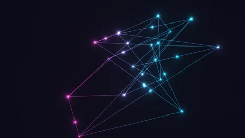 Tech design with colorful network connections on dark Stock Footage 338229474