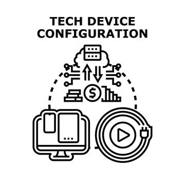 Tech device configuration cloud computing concept art Stockillustratie