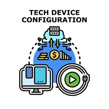 Tech device configuration cloud computing concept art Stock Illustration