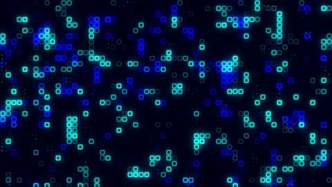 Tech Digital blue cube pattern grid. Dancing round cube blue color neon fut.. Stock Footage 225497673