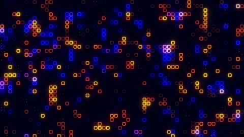 Tech Digital blue orange cube pattern grid. Dancing round cube blue color n.. Stock Footage 225498047