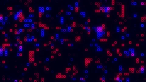 Tech Digital blue red cube pattern grid. Dancing round cube blue color neon.. Stock Footage 225498074
