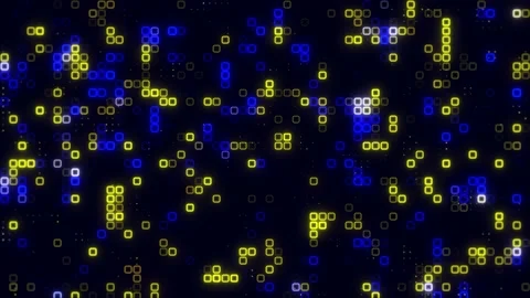Tech Digital blue yellow cube pattern grid. Dancing round cube blue color n.. Stock Footage 225498329