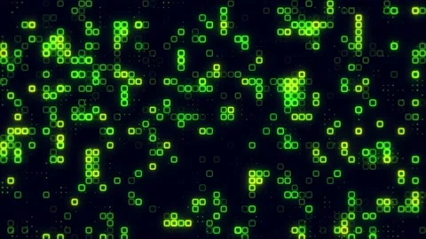 Tech Digital green cube pattern grid. Dancing round cube green color neon f.. Vídeos de archivo 225499657