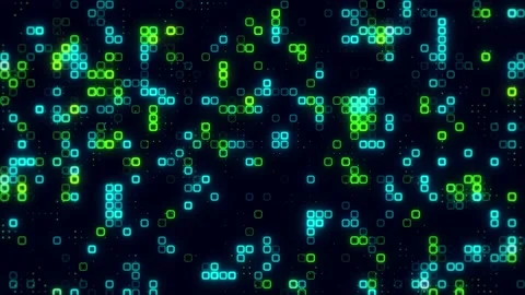 Tech Digital green sky blue cube pattern grid. Dancing round cube green col.. 스톡 동영상 225499651