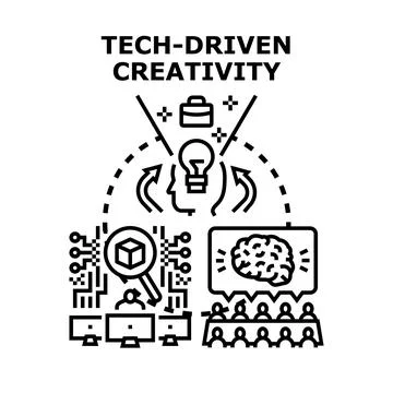 Tech driven creativity fueling innovation and collaboration Stock Illustration