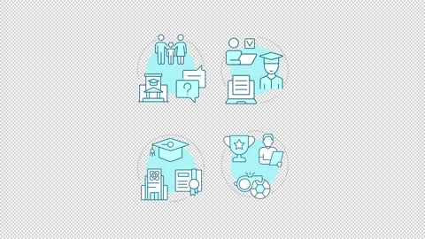 Tech driven institutional operations blue concept icons animation set Stock Footage 344179805