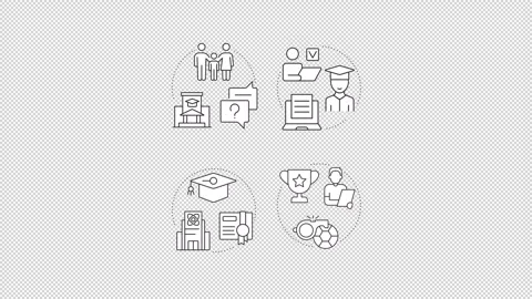 Tech driven institutional operations line concept icons animation set Stock Footage 340577124
