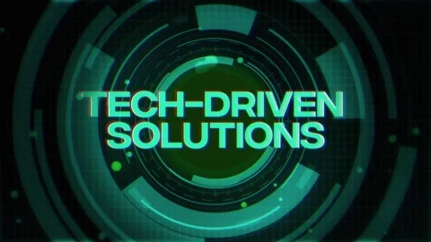 Tech-Driven Solutions Text on Futuristic Cyberspace Background Stock Footage 343399475