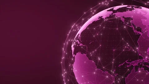 Tech earth globalization in 3d animation. Global Business dots on rotating plane Stock Footage 208948841