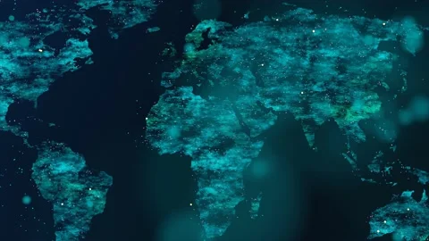 Tech earth globalization in 3d animation. Global Business dots on rotating plane Stock Footage 208948895