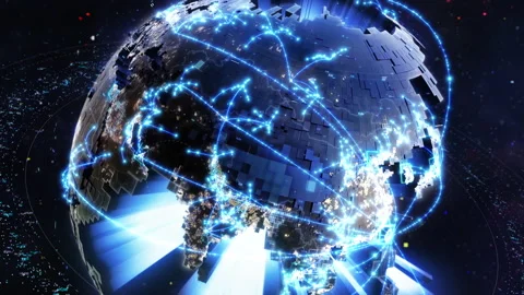 Tech Earth Globalization In 3D Animation,Cube Earth, Taiwan Connects the World Stock Footage 334857630
