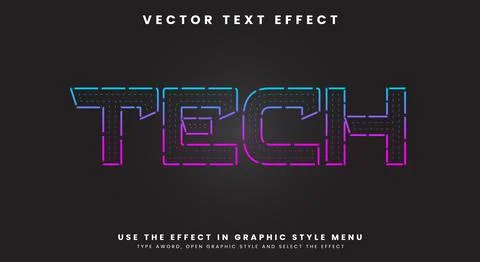 Tech editable text effect template Stock Illustration