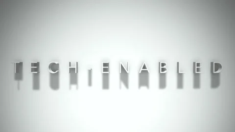 Tech enabled 3D title animation white text on a white background Stock Footage 299747002