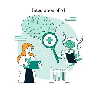 Tech Enabled Health. Flat Vector Illustration Illustrazione stock