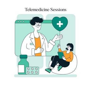 Tech Enabled Health. Flat Vector Illustration Stockillustratie