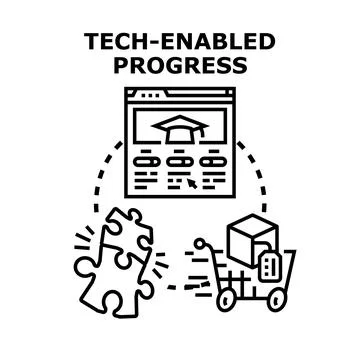 Tech enabled progress concept generating solutions and development Ilustração Stock