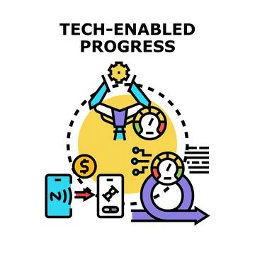 Tech enabled progress vector concept illustration Иллюстрация