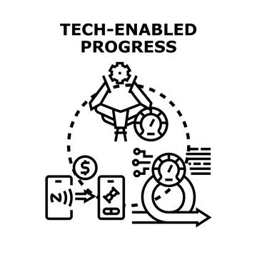 Tech enabled progress vector concept illustration Stock Illustration