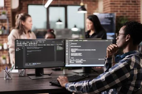 Tech engineer programming server code algorithm Stock Photos