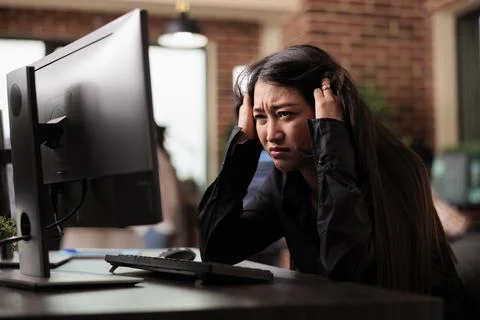 Tech engineer was feeling the effects of exhaustion Stock Photos