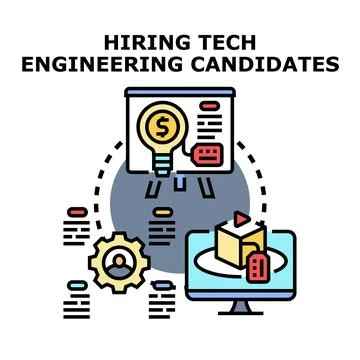 Tech engineering candidate recruitment and talent acquisition process Stock Illustration