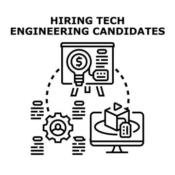 Tech engineering candidate recruitment and talent acquisition process Stock Illustration