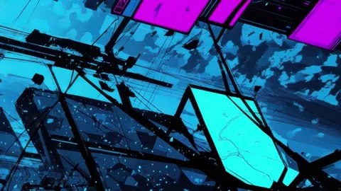 Tech-enhanced motion interface with signal flickers and flow lines Video stock 309537913