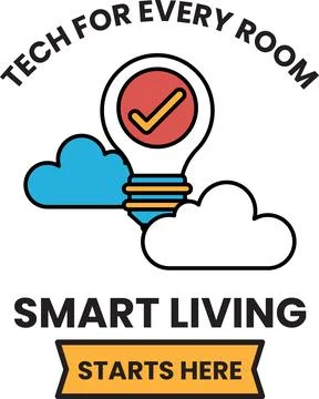 Tech for every room is smart living starts here Illustrazione stock