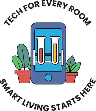 Tech for every room smart living starts here Illustrazione stock