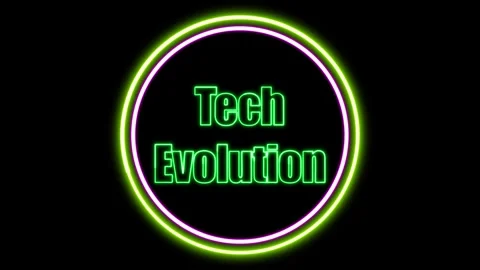 'Tech Evolution' Text Animation with Neon Glow &amp; Glowing Circles. Stock Footage 282577095
