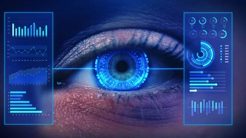 Tech Eye Animation of Digital robotic eye. Artificial intelligence scans Stock Footage 333968927