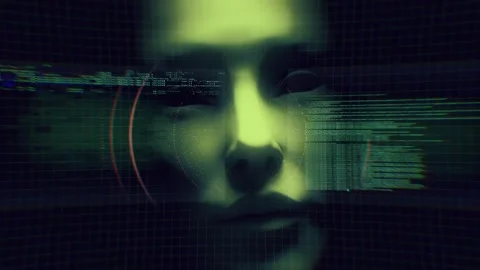 Tech Face A.I Learning Screen Video stock 273320723