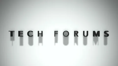 Tech forums title 3D matte black words over a white background Stock Footage 301837652