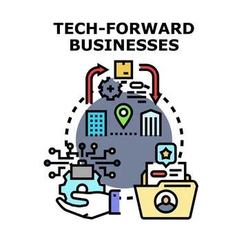 Tech forward businesses implementing digital transformation strategy Stock Illustration